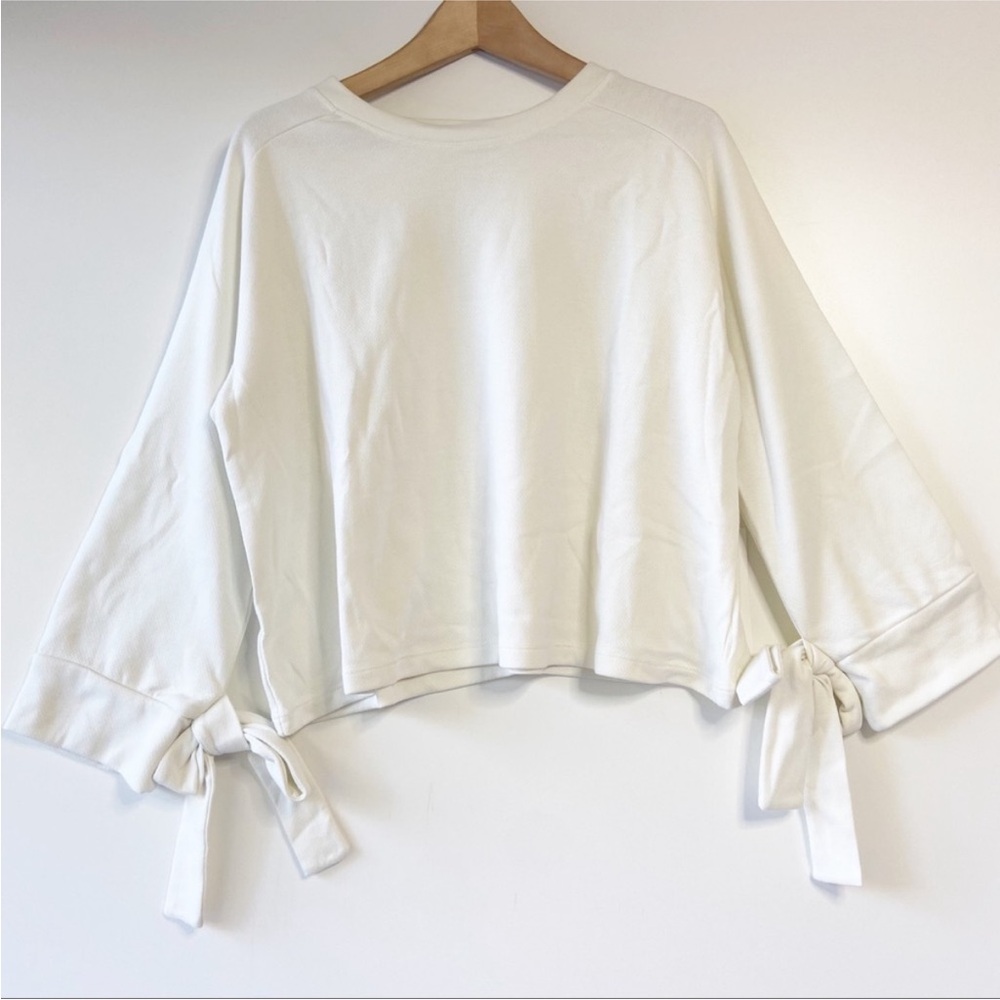 VARLEY OSPREY CROPPED TIE LONG SLEEVES CREW NECK IVORY WHITE SWEATSHIRT TOP XS - Picture 2 of 6